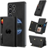 Samsung Galaxy S25 Ultra Kılıf Magsafe Şarj Özellikli Suni Deri Tasarımlı Kıpta Ayrılabilen Kartlıklı Kapak - Siyah