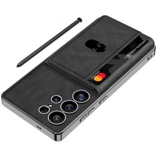 Samsung Galaxy S25 Ultra Kılıf Magsafe Şarj Özellikli Suni Deri Tasarımlı Kıpta Ayrılabilen Kartlıklı Kapak - Siyah