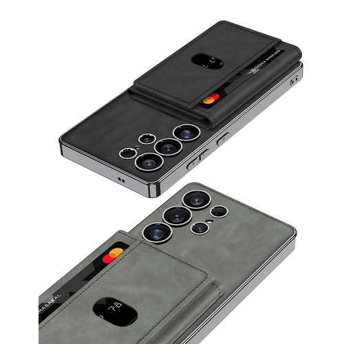 Samsung Galaxy S25 Ultra Kılıf Magsafe Şarj Özellikli Suni Deri Tasarımlı Kıpta Ayrılabilen Kartlıklı Kapak - Siyah