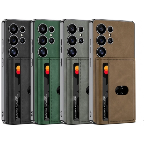 Samsung Galaxy S25 Ultra Kılıf Magsafe Şarj Özellikli Suni Deri Tasarımlı Kıpta Ayrılabilen Kartlıklı Kapak - Siyah