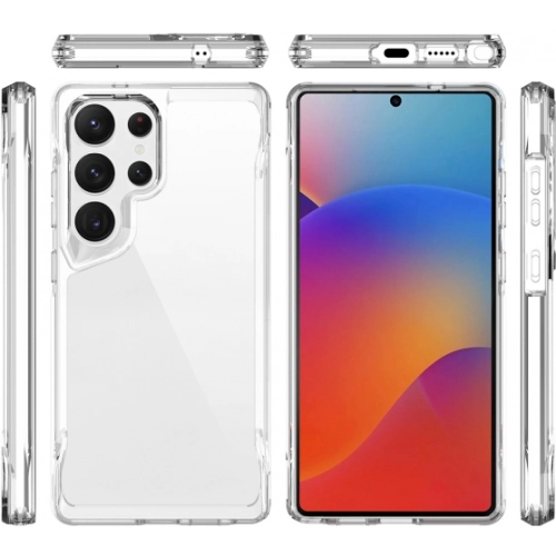 Samsung Galaxy S25 Ultra Kılıf Şeffaf TPU Kenarları Esnek Crystal T-Max Kapak - Şeffaf