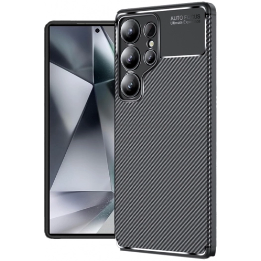 Samsung Galaxy S25 Ultra Kılıf Silikon Parmak İzi Bırakmayan Karbon Soft Negro Kapak - Siyah