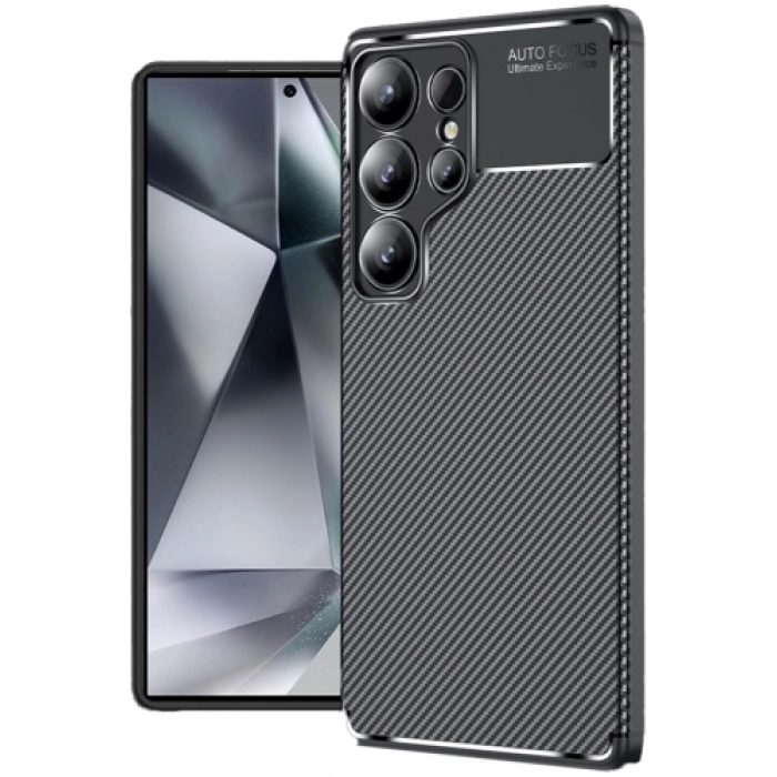 Samsung Galaxy S25 Ultra Kılıf Silikon Parmak İzi Bırakmayan Karbon Soft Negro Kapak - Siyah