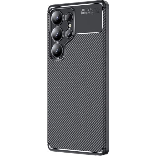 Samsung Galaxy S25 Ultra Kılıf Silikon Parmak İzi Bırakmayan Karbon Soft Negro Kapak - Siyah