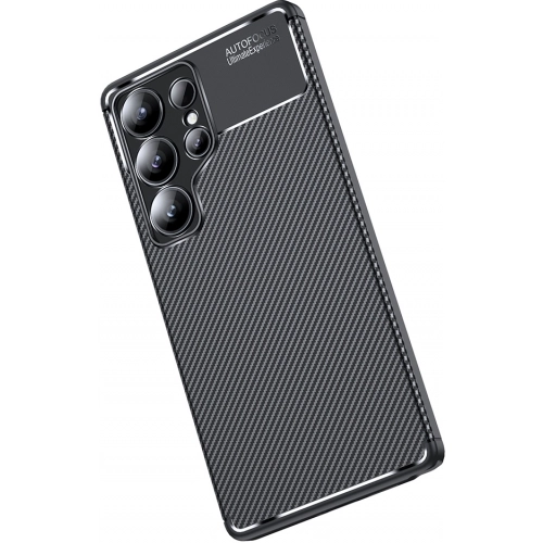 Samsung Galaxy S25 Ultra Kılıf Silikon Parmak İzi Bırakmayan Karbon Soft Negro Kapak - Siyah