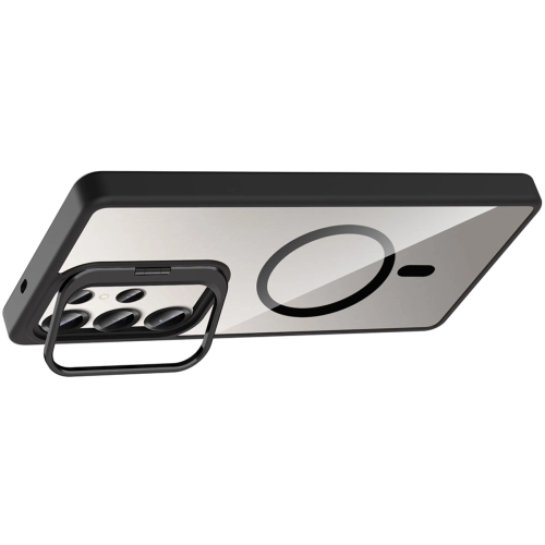 Samsung Galaxy S25 Ultra Kılıf Standlı ve Kamera Lens Hediyeli M-Safe Şarj Özellikli Etro Kapak - Gri