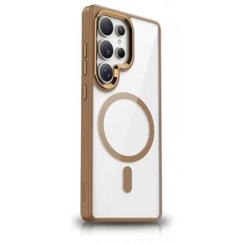 Samsung Galaxy S25 Ultra Kılıf Wireless Şarj Özellikli Zore Krom Magsafe Silikon Kapak - Bej