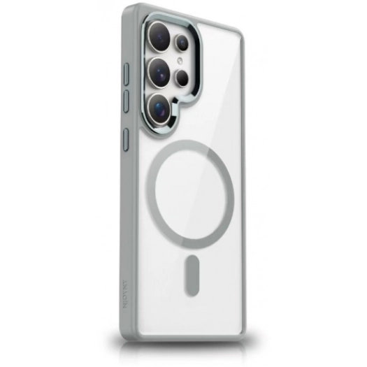 Samsung Galaxy S25 Ultra Kılıf Wireless Şarj Özellikli Zore Krom Magsafe Silikon Kapak - Gri