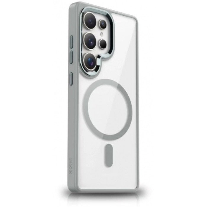 Samsung Galaxy S25 Ultra Kılıf Wireless Şarj Özellikli Zore Krom Magsafe Silikon Kapak - Gri