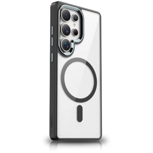 Samsung Galaxy S25 Ultra Kılıf Wireless Şarj Özellikli Zore Krom Magsafe Silikon Kapak - Siyah