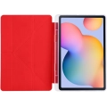 Samsung Tab A S6 Lite (P610) Tablet Kılıfı Standlı Tri Folding Kalemlikli Silikon Smart Cover - Kırmızı