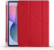 Samsung Tab A S6 Lite (P610) Tablet Kılıfı Standlı Tri Folding Kalemlikli Silikon Smart Cover - Kırmızı