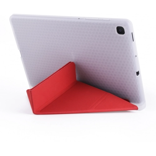 Samsung Tab A S6 Lite (P610) Tablet Kılıfı Standlı Tri Folding Kalemlikli Silikon Smart Cover - Kırmızı