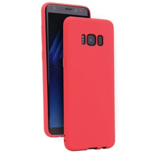 Samsung Galaxy S8 Plus Kılıf İnce Soft Mat Renkli Esnek Silikon Kapak - Kırmızı