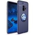 Samsung Galaxy S9 Kılıf Renkli Silikon Yüzüklü Standlı Auto Focus Ravel Kapak - Mavi