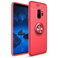 Samsung Galaxy S9 Kılıf Renkli Silikon Yüzüklü Standlı Auto Focus Ravel Kapak - Kırmızı