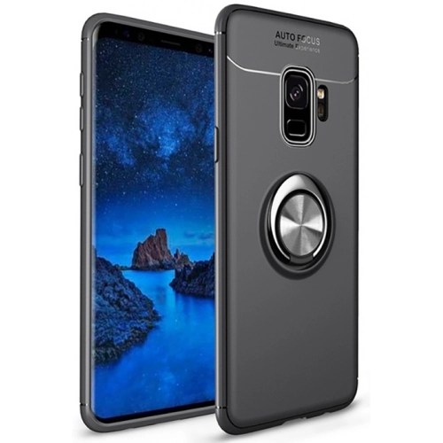 Samsung Galaxy S9 Kılıf Renkli Silikon Yüzüklü Standlı Auto Focus Ravel Kapak - Siyah
