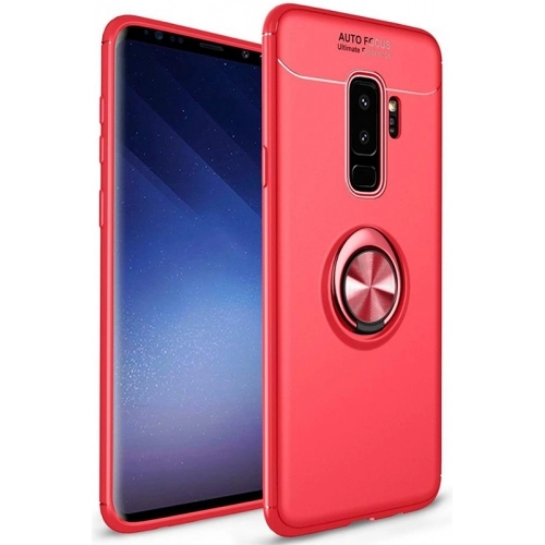 Samsung Galaxy S9 Plus Kılıf Renkli Silikon Yüzüklü Standlı Auto Focus Ravel Kapak - Kırmızı