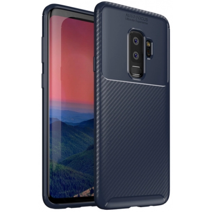 Samsung Galaxy S9 Plus Kılıf Silikon Parmak İzi Bırakmayan Karbon Soft Negro Kapak - Lacivert