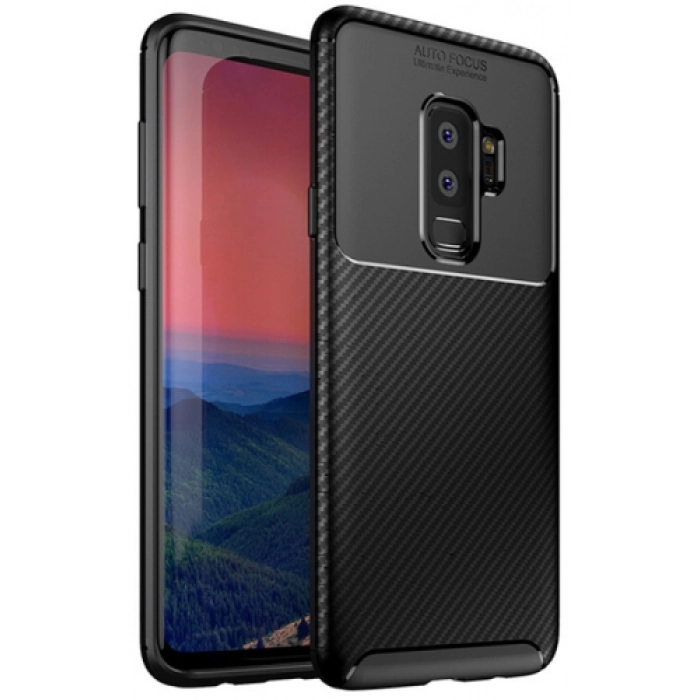 Samsung Galaxy S9 Plus Kılıf Silikon Parmak İzi Bırakmayan Karbon Soft Negro Kapak - Siyah