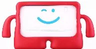 Samsung Galaxy Tab A 10.1 - T580 Kılıf Çocuklar İçin Standlı Eğlenceli Korumalı Silikon Tablet Kılıfı - Kırmızı