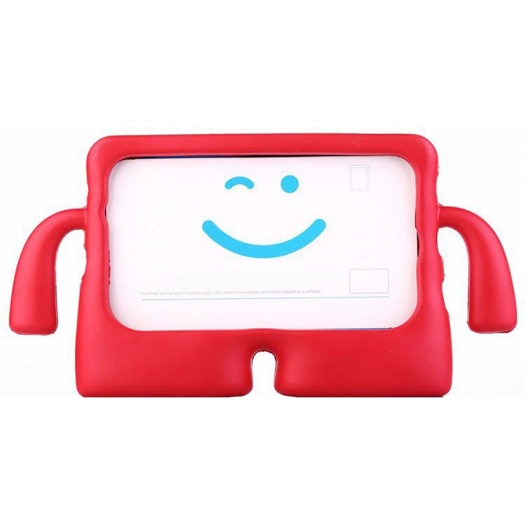 Samsung Galaxy Tab A 10.1 - T580 Kılıf Çocuklar İçin Standlı Eğlenceli Korumalı Silikon Tablet Kılıfı - Kırmızı