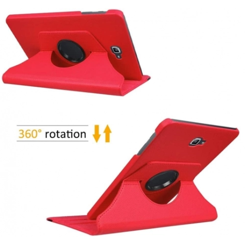 Samsung Galaxy Tab A 10.1 (T580) Tablet Kılıfı 360 Derece Dönebilen Standlı Kapak - Kırmızı
