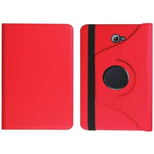 Samsung Galaxy Tab A 10.1 (T580) Tablet Kılıfı 360 Derece Dönebilen Standlı Kapak - Kırmızı