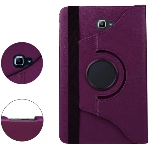 Samsung Galaxy Tab A 10.1 (T580) Tablet Kılıfı 360 Derece Dönebilen Standlı Kapak - Mor