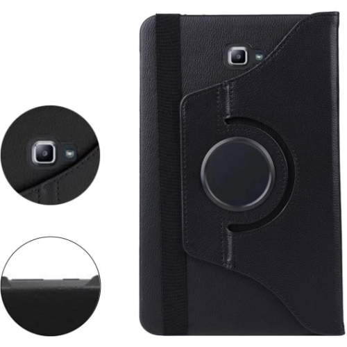 Samsung Galaxy Tab A 10.1 (T580) Tablet Kılıfı 360 Derece Dönebilen Standlı Kapak - Siyah