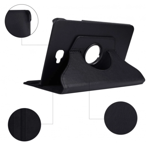 Samsung Galaxy Tab A 10.1 (T580) Tablet Kılıfı 360 Derece Dönebilen Standlı Kapak - Siyah