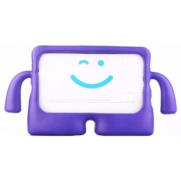 Samsung Galaxy Tab A 10.5 - T590 Kılıf Çocuklar İçin Standlı Eğlenceli Korumalı Silikon Tablet Kılıfı - Mor