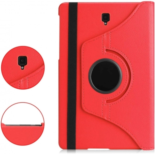 Samsung Galaxy Tab A 10.5 (T590) Tablet Kılıfı 360 Derece Dönebilen Standlı Kapak - Kırmızı