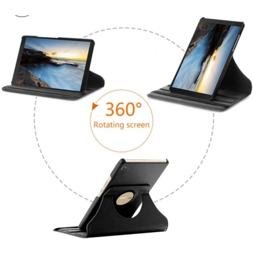Samsung Galaxy Tab A8 T290 Tablet Kılıfı 360 Derece Dönebilen Standlı Kapak - Siyah