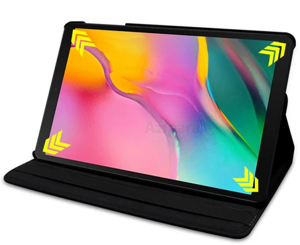 Samsung Galaxy Tab A7 Lite T220 Tablet Kılıfı 360 Derece Dönebilen Standlı Kapak - Siyah