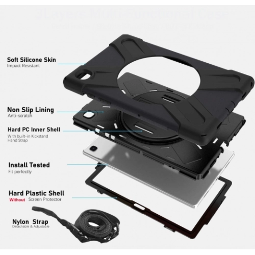 Samsung Galaxy Tab A7 T500 Kılıf Zore Defender Tablet Silikon - Siyah