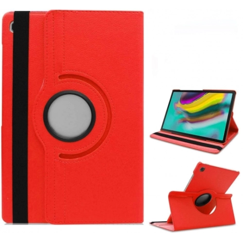 Samsung Galaxy Tab A7 T500 Tablet Kılıfı 360 Derece Dönebilen Standlı Kapak - Kırmızı