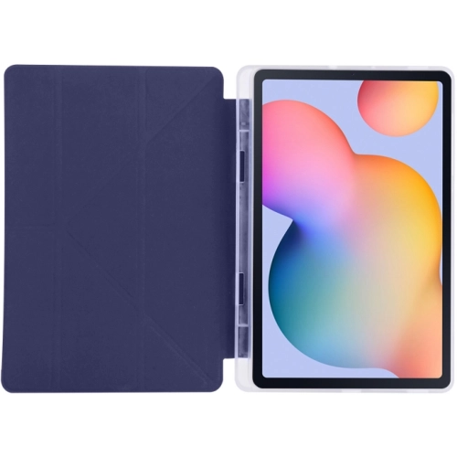 Samsung Galaxy Tab A7 T500 Tablet Kılıfı Standlı Tri Folding Kalemlikli Silikon Smart Cover - Lacivert