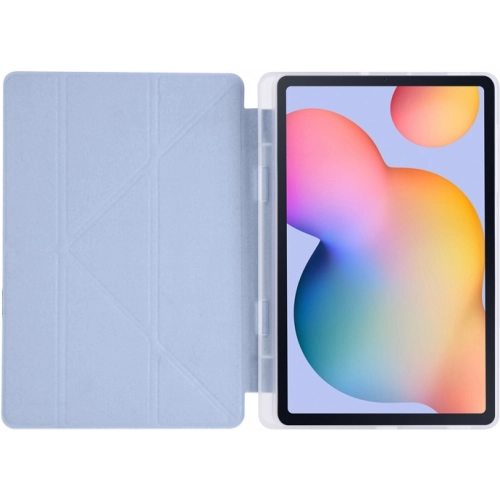 Samsung Galaxy Tab A7 T500 Tablet Kılıfı Standlı Tri Folding Kalemlikli Silikon Smart Cover - Mavi