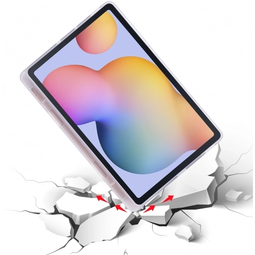 Samsung Galaxy Tab A7 T500 Tablet Kılıfı Standlı Tri Folding Kalemlikli Silikon Smart Cover - Pembe