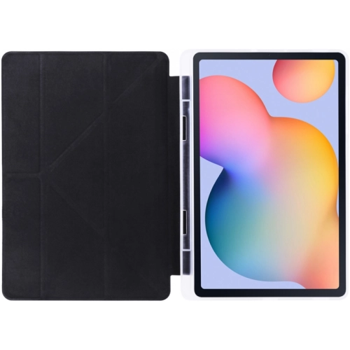 Samsung Galaxy Tab A7 T500 Tablet Kılıfı Standlı Tri Folding Kalemlikli Silikon Smart Cover - Siyah