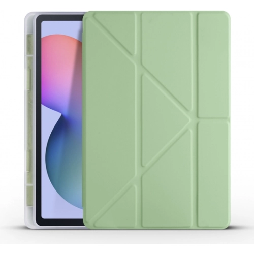 Samsung Galaxy Tab A7 T500 Tablet Kılıfı Standlı Tri Folding Kalemlikli Silikon Smart Cover - Yeşil