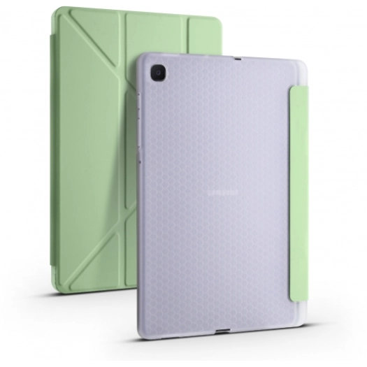 Samsung Galaxy Tab A7 T500 Tablet Kılıfı Standlı Tri Folding Kalemlikli Silikon Smart Cover - Yeşil