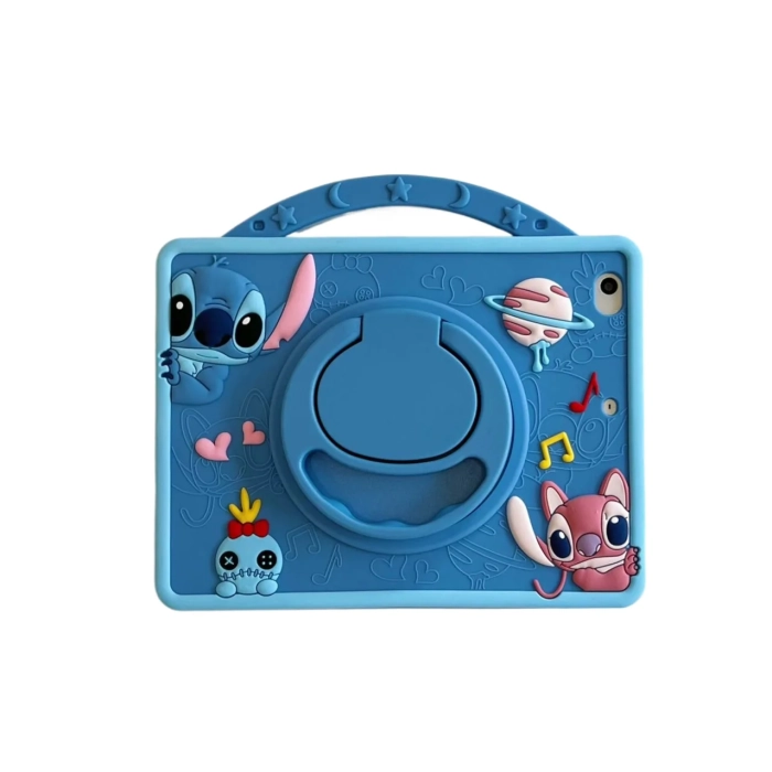 Samsung Galaxy Tab A8 10.5 SM-X200 ile Uyumlu Kılıf Şok Emici Yumuşak Silikon, Kalem Bölmeli, Renkli ve Eğlenceli Tasarım, Askılı Model - Mavi