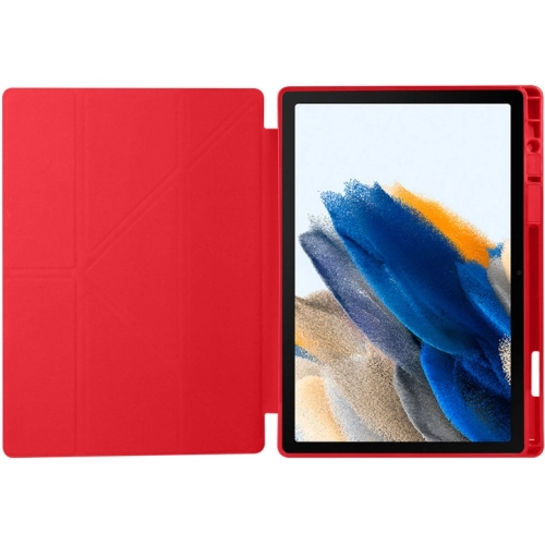 Samsung Galaxy Tab A8 10.5 SM-X200 Tablet Kılıfı Standlı Tri Folding Kalemlikli Silikon Smart Cover - Kırmızı