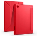 Samsung Galaxy Tab A8 10.5 SM-X200 Tablet Kılıfı Standlı Tri Folding Kalemlikli Silikon Smart Cover - Kırmızı