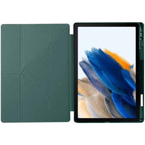 Samsung Galaxy Tab A8 10.5 SM-X200 Tablet Kılıfı Standlı Tri Folding Kalemlikli Silikon Smart Cover - Koyu Yeşil