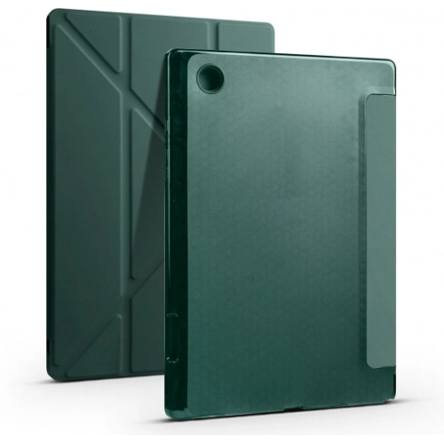 Samsung Galaxy Tab A8 10.5 SM-X200 Tablet Kılıfı Standlı Tri Folding Kalemlikli Silikon Smart Cover - Koyu Yeşil