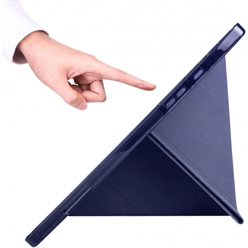 Samsung Galaxy Tab A8 10.5 SM-X200 Tablet Kılıfı Standlı Tri Folding Kalemlikli Silikon Smart Cover - Lacivert