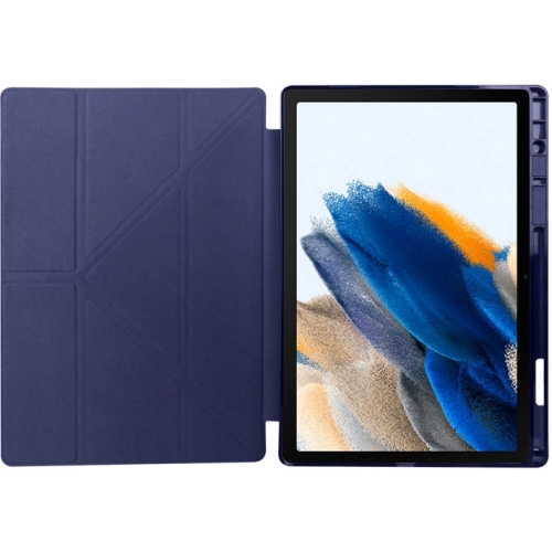 Samsung Galaxy Tab A8 10.5 SM-X200 Tablet Kılıfı Standlı Tri Folding Kalemlikli Silikon Smart Cover - Lacivert